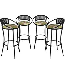 4 Banquetas Havaí Florido Preto