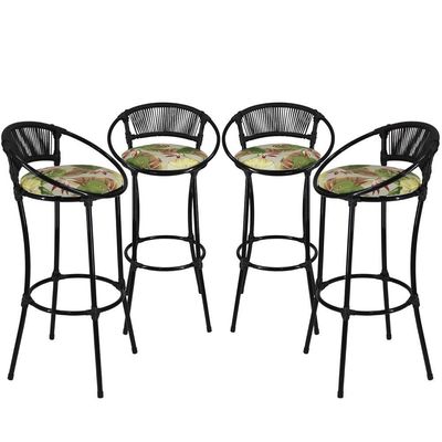 4 Banquetas Havaí Florido Preto