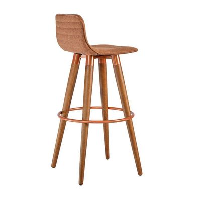 Kit 2 Banquetas Altas Luxo Aço Cobre Linho Terracota Marrom