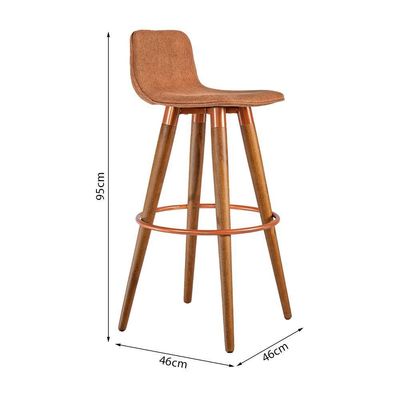 Kit 2 Banquetas Altas Luxo Aço Cobre Linho Terracota Marrom