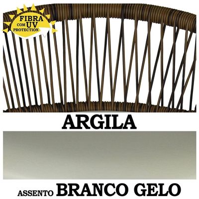 4 Banquetas Cancún, Branco Gelo Argila