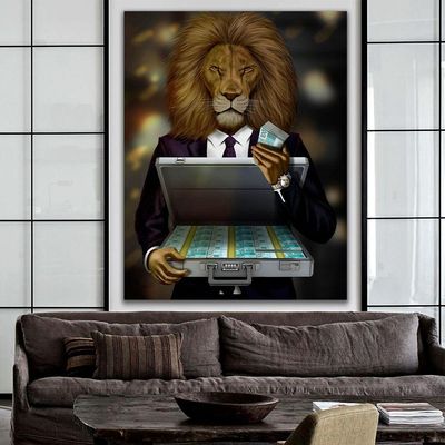 Quadro Decorativo Lion Money