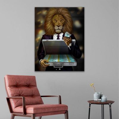 Quadro Decorativo Lion Money