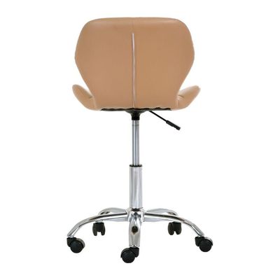 Cadeira Office Eiffel Slim Com Estofado De Couro Sintético Nude