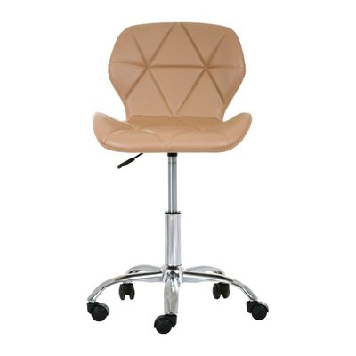 Cadeira Office Eiffel Slim Com Estofado De Couro Sintético Nude