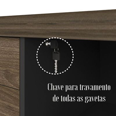 Balcão Multiuso Escritório Com Gavetas E Portas Charuto preto