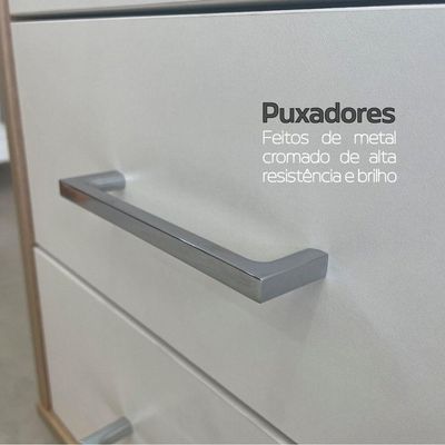Balcão Multiuso Escritório Com Gavetas E Portas Carvalho branco