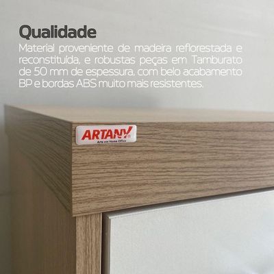 Balcão Multiuso Escritório Com Gavetas E Portas Carvalho branco