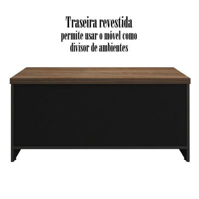 Balcão Multiuso Escritório Com Gavetas E Portas Charuto preto