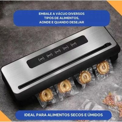 Máquina Seladora A Vácuo Em Inox Com 10 Sacos Bivolt 38cm