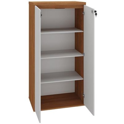 Armário Para Escritório 160cm 02 Portas Com Chave Unik A02 Freijó Branco