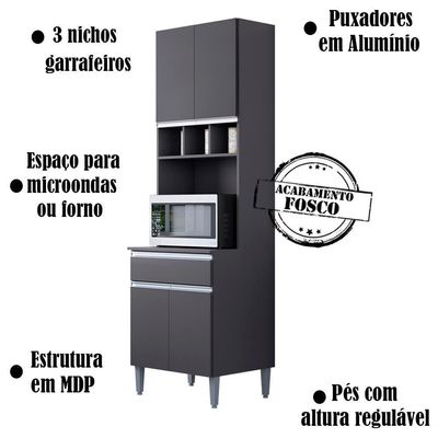 Paneleiro Duplo 4 Portas 61 Cm Andreia Cinza Reajl Cinza