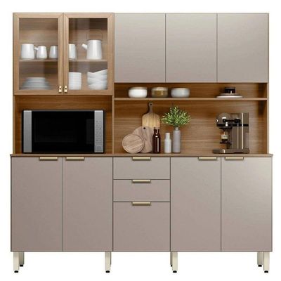 Kit Cozinha Compacta Amora 10 Portas E 2 Gavetas Com Pés Amendola Touch E Nude  Tx