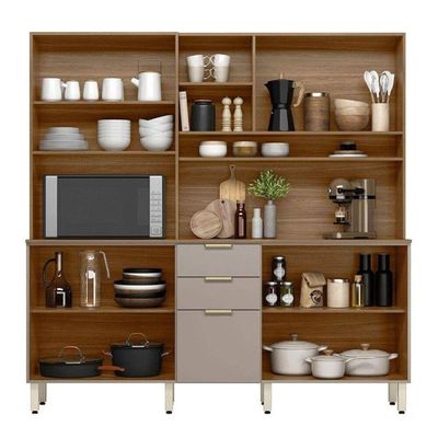 Kit Cozinha Compacta Amora 10 Portas E 2 Gavetas Com Pés Amendola Touch E Nude  Tx