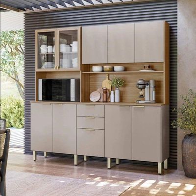 Kit Cozinha Compacta Amora 10 Portas E 2 Gavetas Com Pés Amendola Touch E Nude  Tx