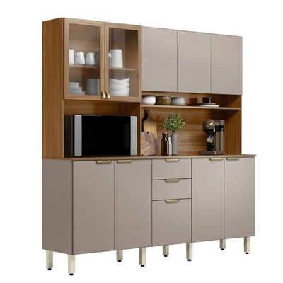Kit Cozinha Compacta Amora 10 Portas E 2 Gavetas Com Pés Amendola Touch E Nude  Tx