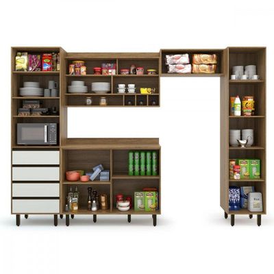 Cozinha Completa 5 Peças Confort Cinamomo E Off White Batrol Cinamomo Com Off White