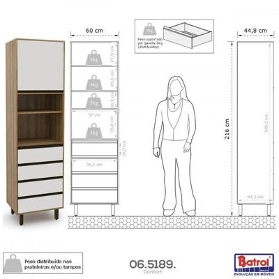 Cozinha Completa 5 Peças Confort Cinamomo E Off White Batrol Cinamomo Com Off White