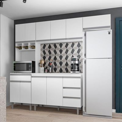 Cozinha Modulada 5 Peças 241 Cm Andreia Branco Reajl Branco