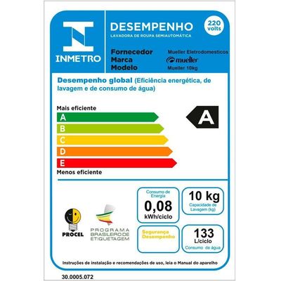 Lavadora Semiautomática Mueller Family Lite 10kg Preta 220V