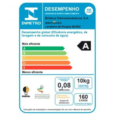 Máquina De Lavar Semi Automática 10kg Britânia Blr03 Branca 220v