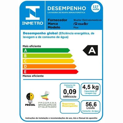 Lavadora Semiautomática Plus 4.5kg Preta 220v Preto 220v