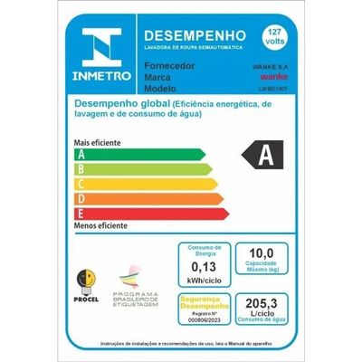 Lavadora De Roupas Semiautomática Comfort 10 Kg Preto Wanke 220V