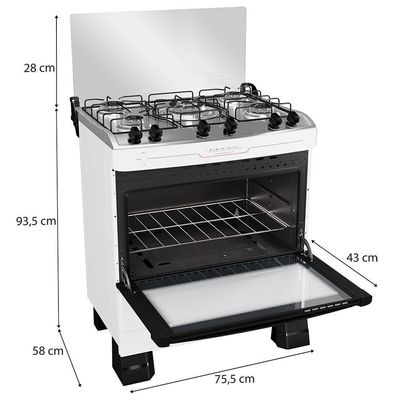 Fogão Mueller 5 Bocas Branco Com Tripla Chama MFI5BF
