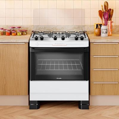 Fogão Mueller 5 Bocas Branco Com Tripla Chama MFI5BF