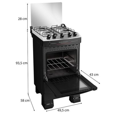 Fogão Mueller 4 Bocas Preto Com Acendimento Automático Total MFI4BF Bivolt