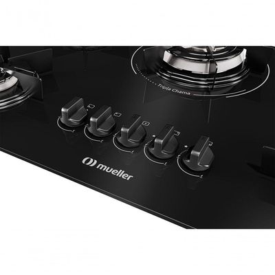 Cooktop Mueller 5 Bocas Com Queimador Tripla Chama MCG5BC Bivolt