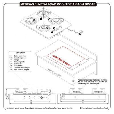 Cooktop Fogatti Safe Ferro Fundido 4 Bocas à Gás Preto Bivolt
