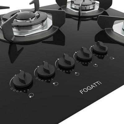 Cooktop Fogatti Safe Ferro Fundido 5 Bocas Tripla Chama Glp Preto Bivolt