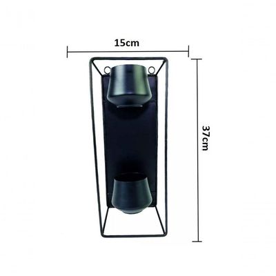 Vaso De Ferro Preto Para Parede 15x37cm
