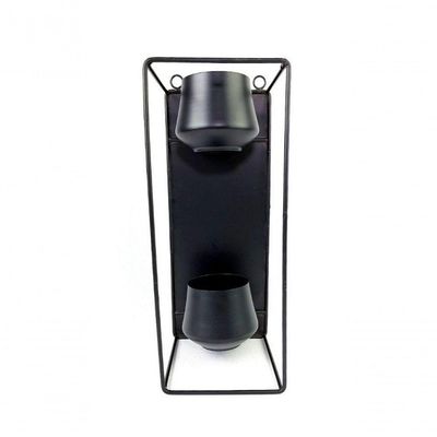 Vaso De Ferro Preto Para Parede 15x37cm