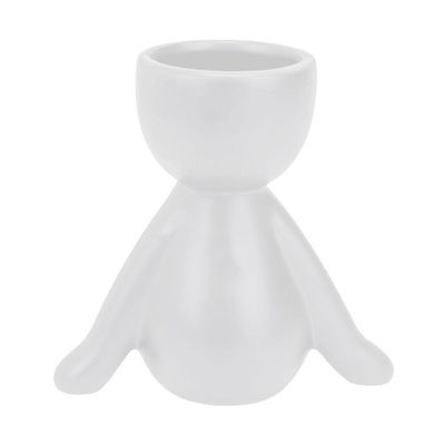 Vaso Decorativo Bravadecor Bob Suculentas Em Cerâmica Branco