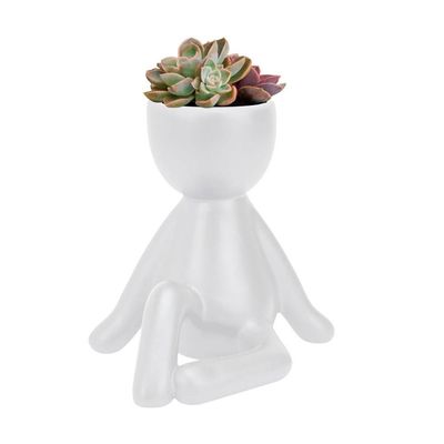 Vaso Decorativo Bravadecor Bob Suculentas Em Cerâmica Branco