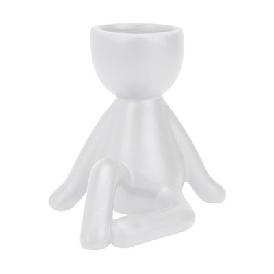 Vaso Decorativo Bravadecor Bob Suculentas Em Cerâmica Branco