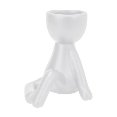 Vaso Decorativo Bravadecor Bob Suculentas Em Cerâmica Branco