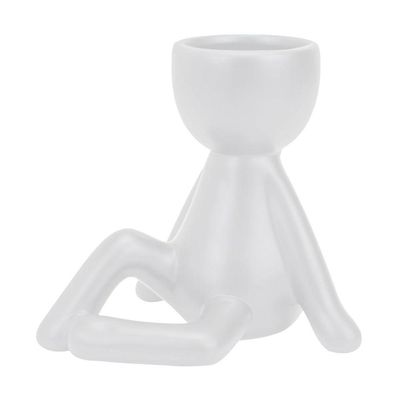 Vaso Decorativo Bravadecor Bob Suculentas Em Cerâmica Branco