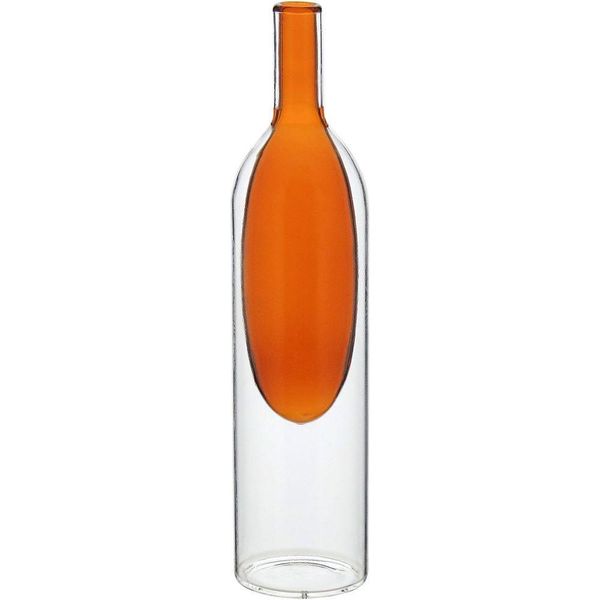 Vaso Decorativo Enfeite Casa Garrafa Vidro 29x7x7cm âmbar