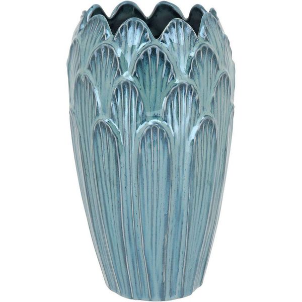 Vaso Decorativo Enfeite Casa Cerâmica 27x16x16cm Azul