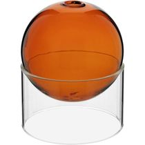 Vaso Decorativo Enfeite Casa Esfera Com Suporte Vidro 10x10x10cm âmbar