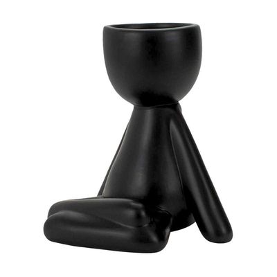 Vaso Decorativo Bravadecor Bob Robert Planta Em Cerâmica Preto