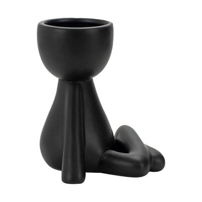 Vaso Decorativo Bravadecor Bob Robert Planta Em Cerâmica Preto