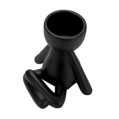 Vaso Decorativo Bravadecor Bob Robert Planta Em Cerâmica Preto