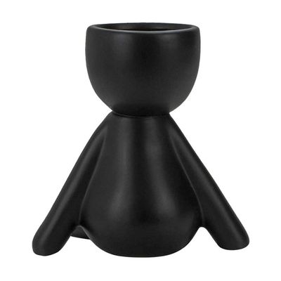 Vaso Decorativo Bravadecor Bob Robert Planta Em Cerâmica Preto