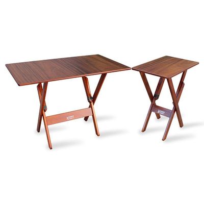 Jogo De Mesa Dobrável 1,10x70 Com 4 Cadeiras E Mesa Aparador Tarimatã P/ Area Gourmet Imbuia Marrom