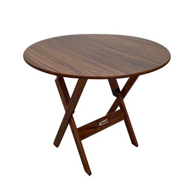 Conjunto Dobrável Mesa De Madeira 90cm Redonda Com 4 Cadeiras Imbuia - Cor: Marrom