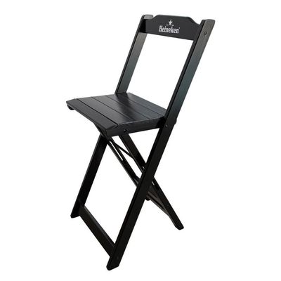 Conjunto Mesa Bistrô Com 4 Banquetas Dobráveis De Madeira Personalizada Hei - Preta - Cor: Preto